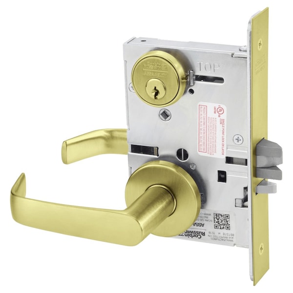Storeroom or Closet Mortise Lock, NS Lever, A Rose, Satin Brass